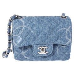 Chanel Blue Quilted Denim Square Mini Classic Flap Bag