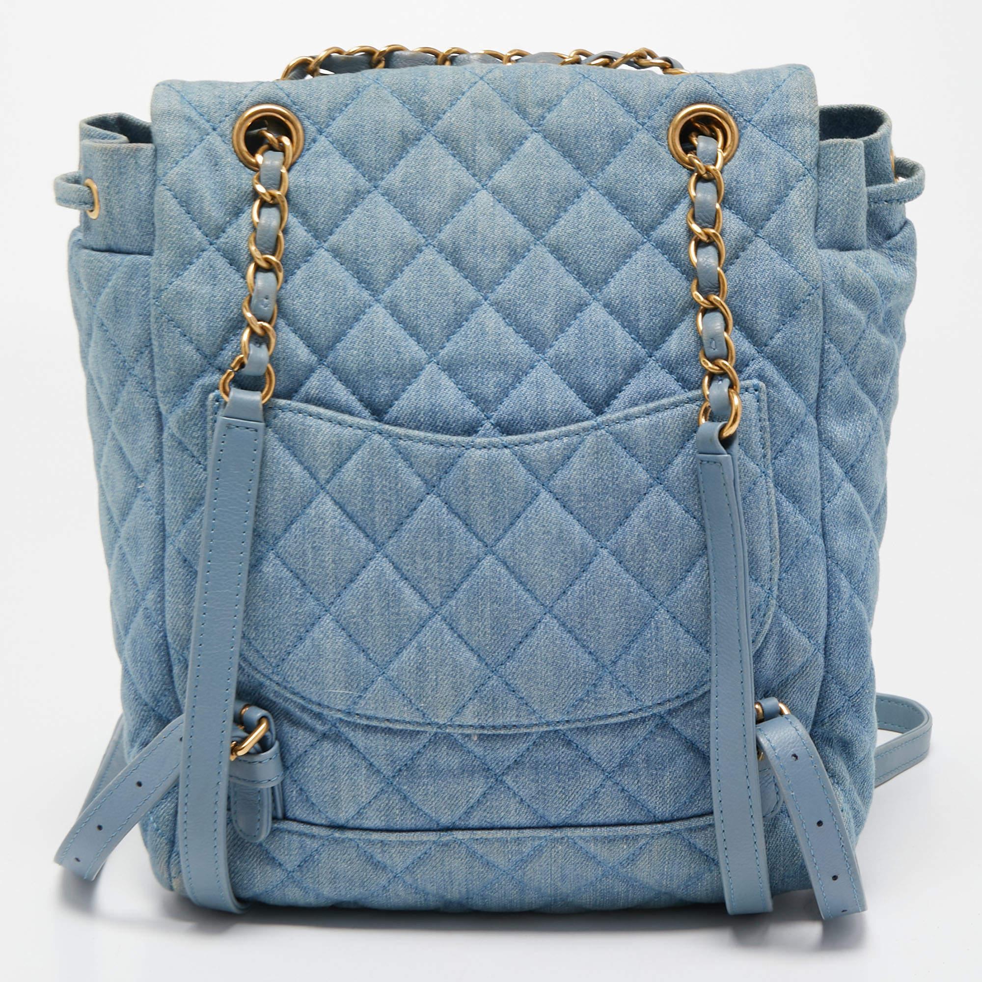 Chanel Blue Quilted Denim Urban Spirit Backpack 6