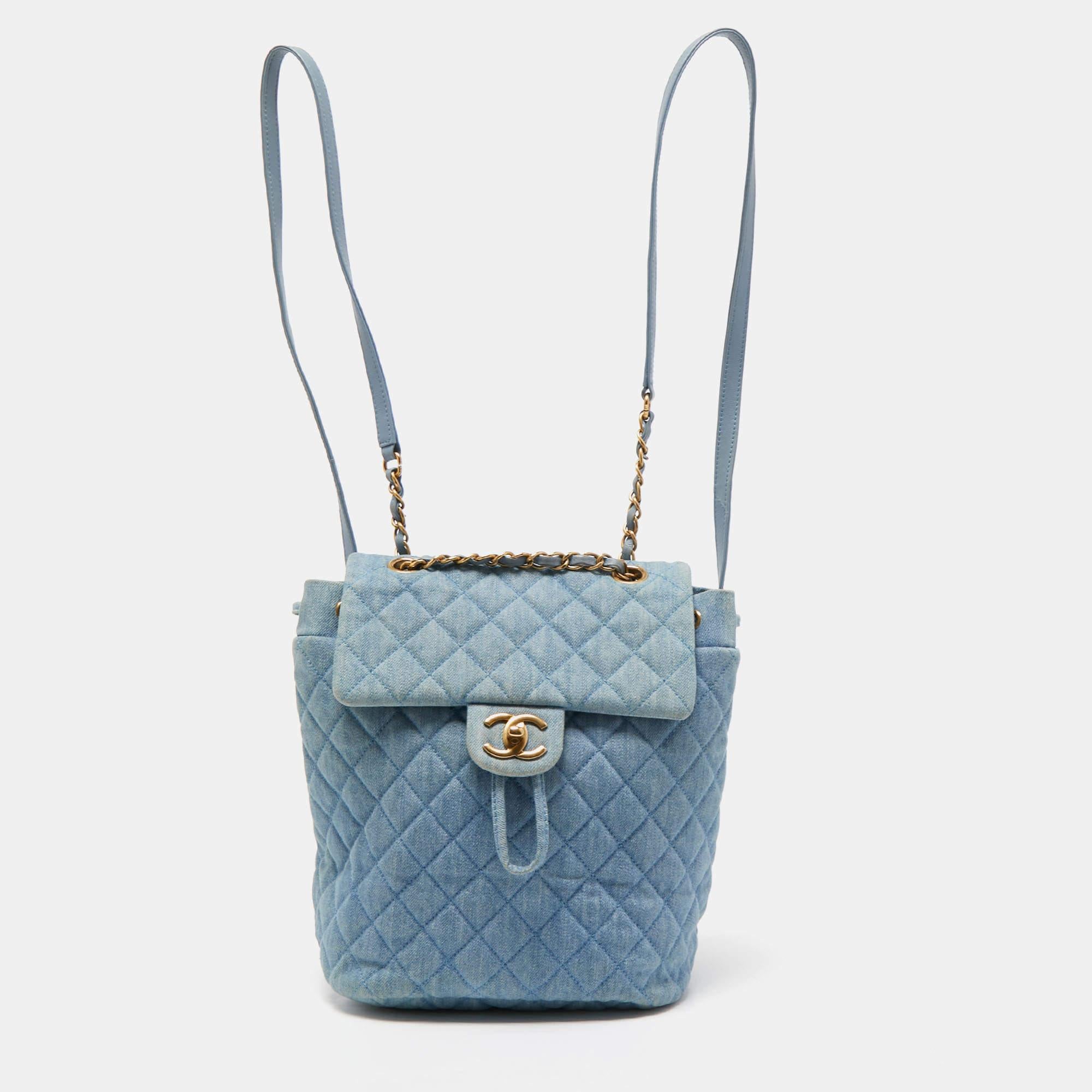 Chanel Blue Quilted Denim Urban Spirit Backpack 12