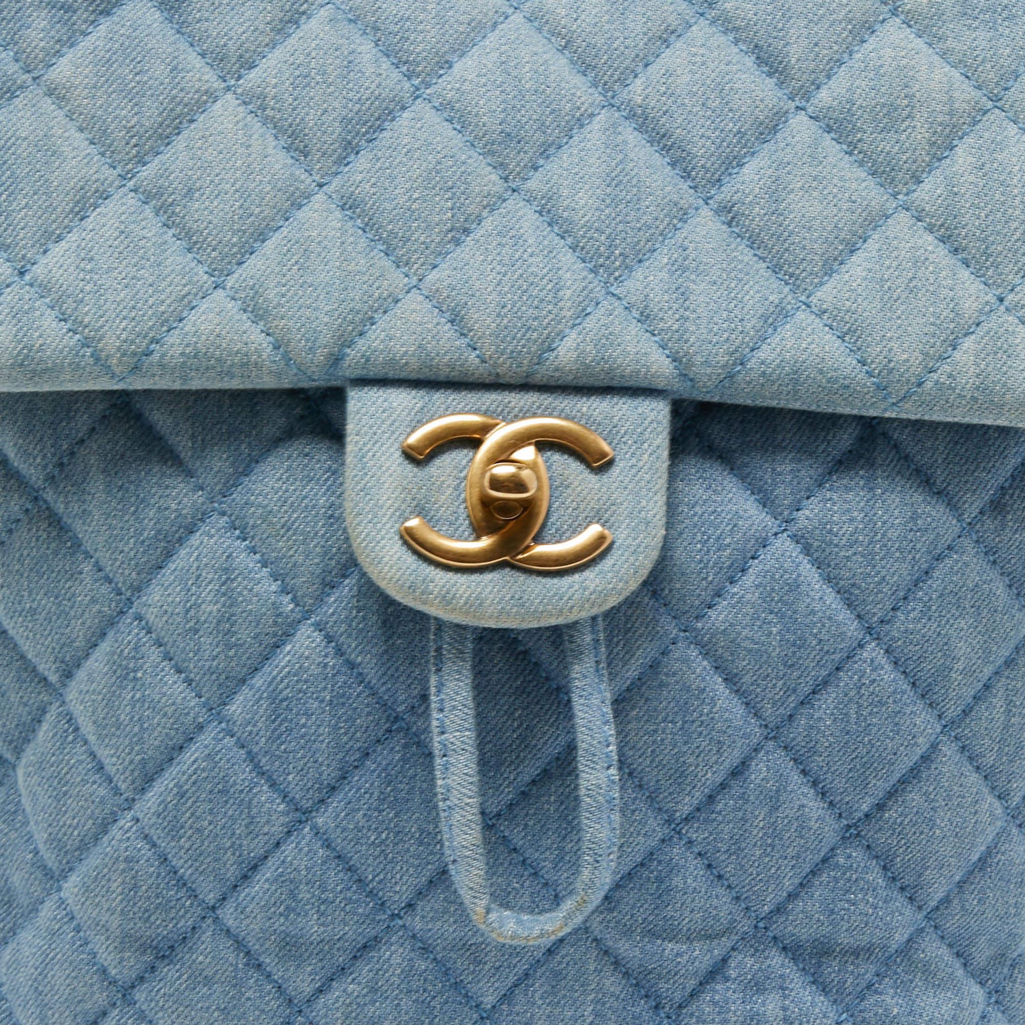 Women's Chanel Blue Quilted Denim Urban Spirit Backpack