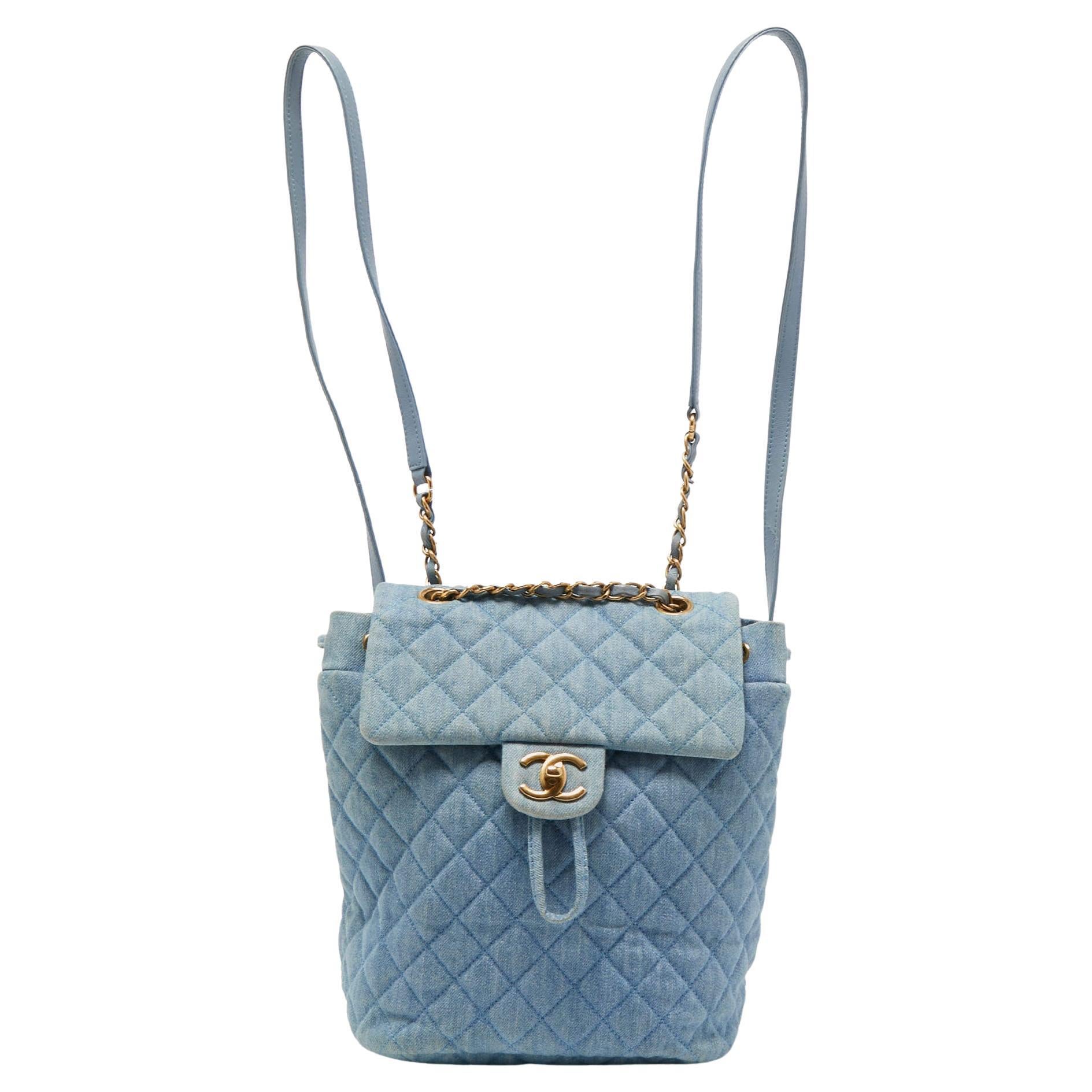Chanel Blue Quilted Denim Urban Spirit Backpack For Sale at 1stDibs