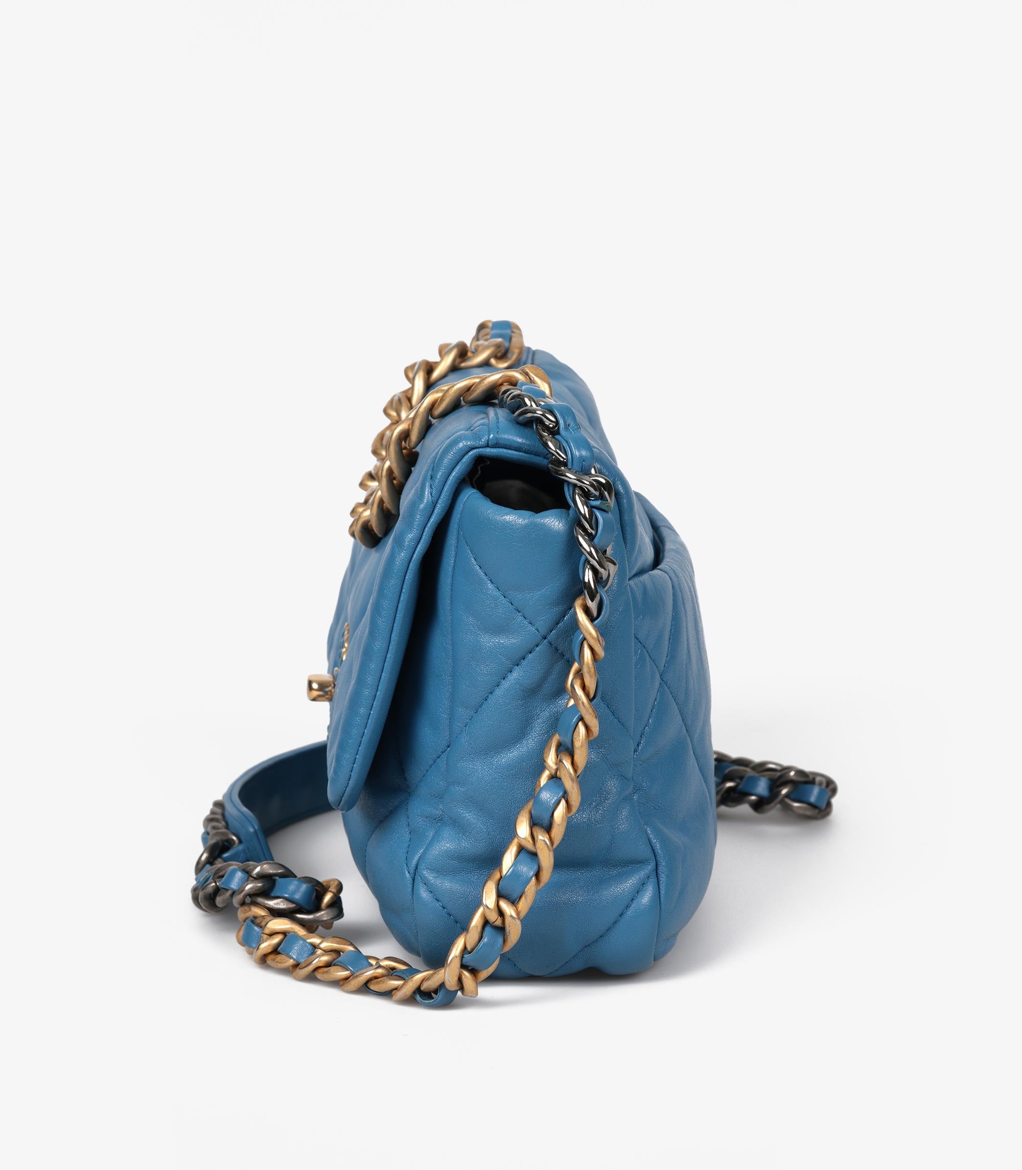 Chanel Blue Quilted Goatskin Leather Small 19 Flap Bag 1