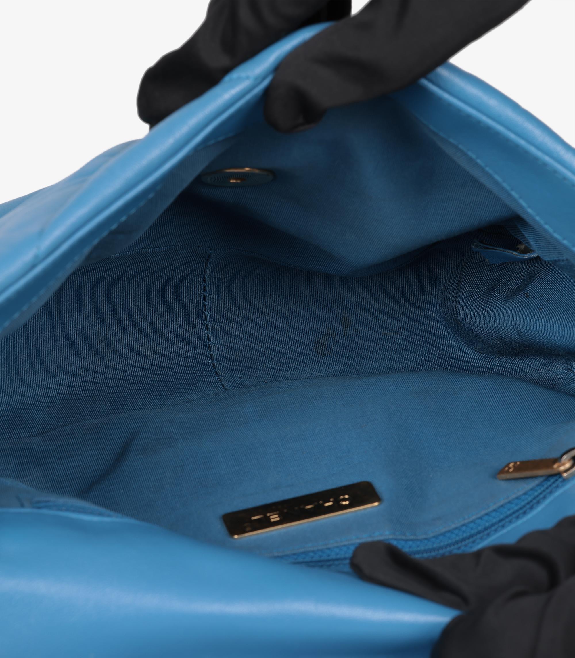 Chanel Blue Quilted Goatskin Leather Small 19 Flap Bag 3