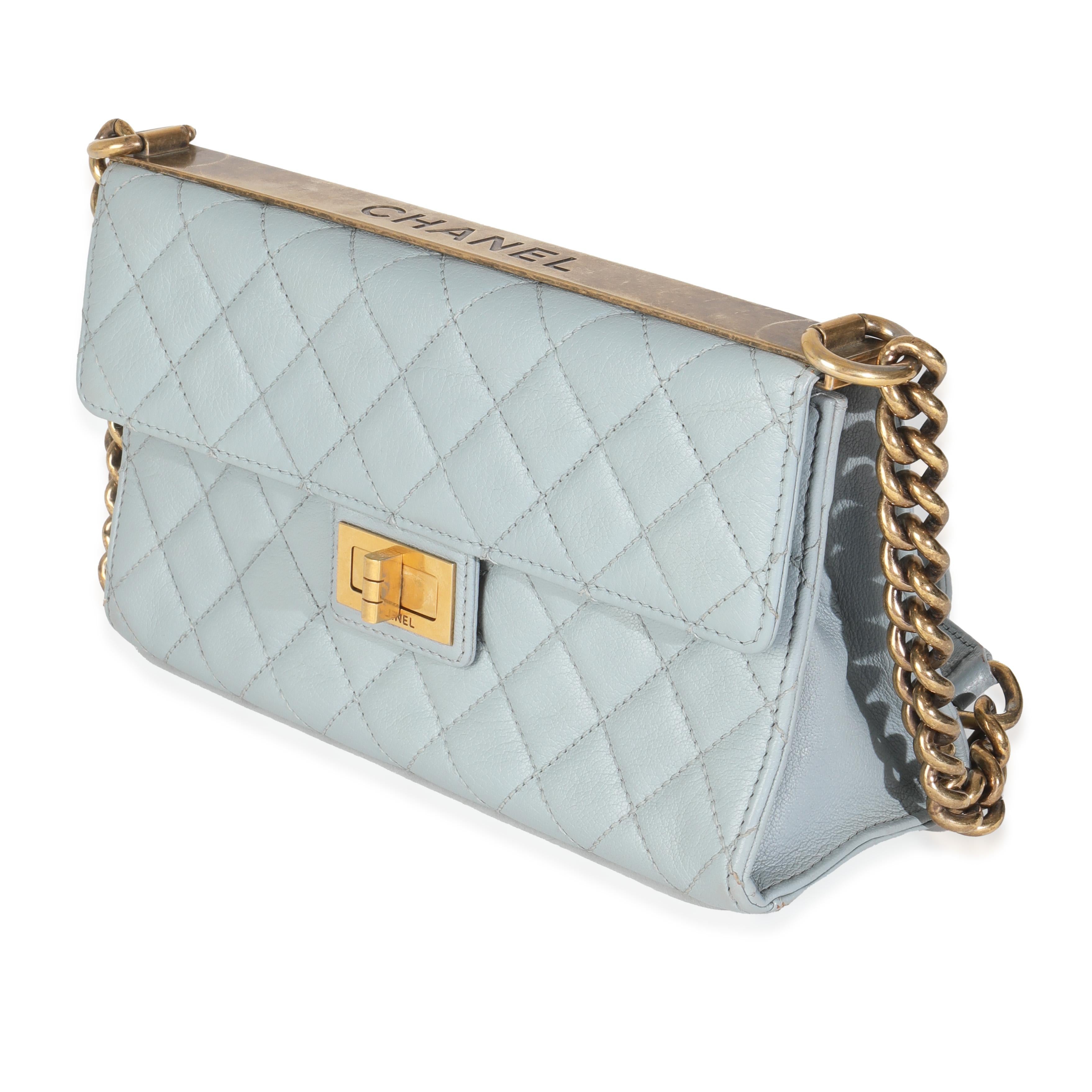 Chanel Blue Quilted Goatskin Reissue Chain Flap In Excellent Condition In New York, NY
