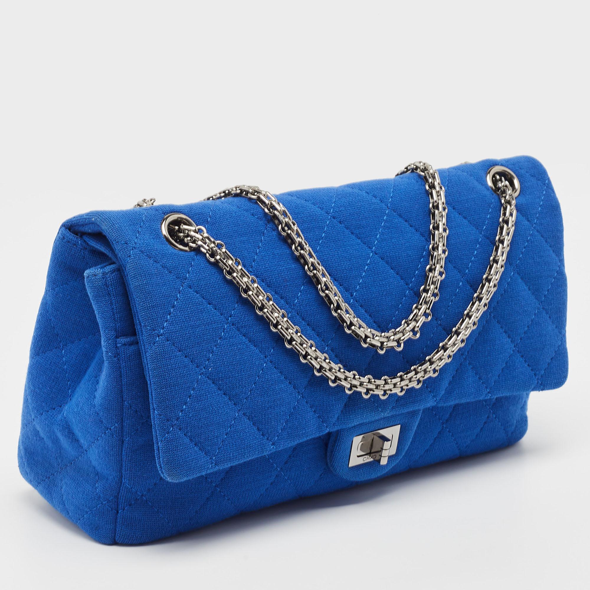 Women's Chanel Blue Quilted Jersey 226 Reissue 2.55 Flap Bag