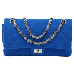 Chanel Blaue gesteppte Jersey 226 Reissue 2.55 Klappentasche aus Jersey