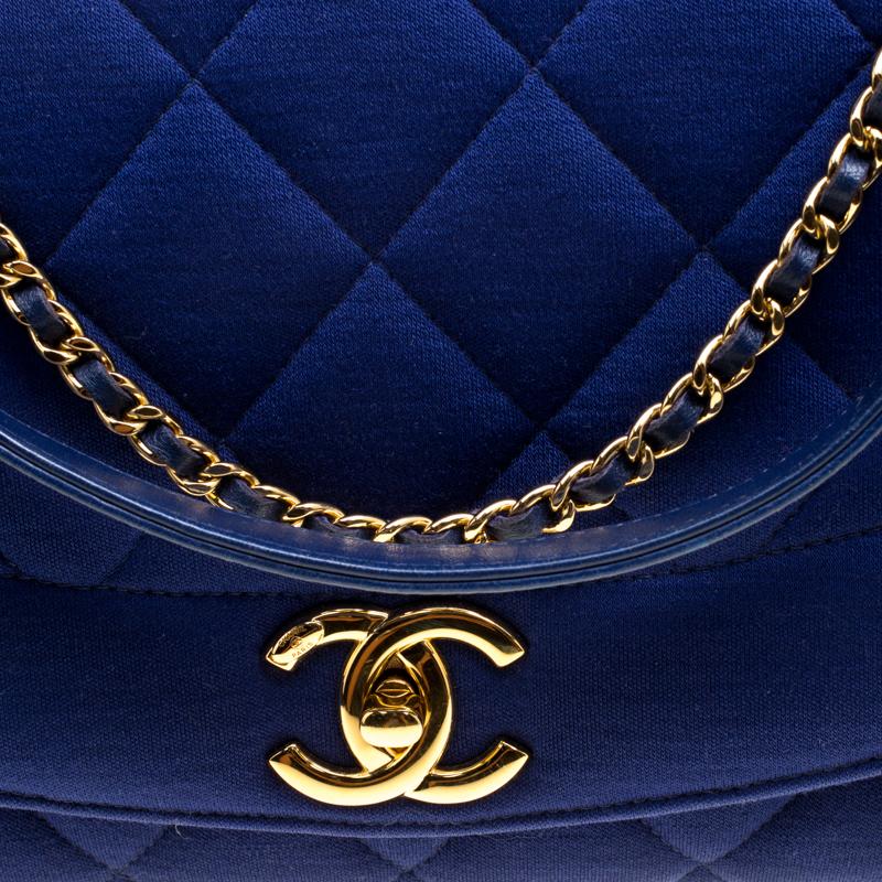 Chanel Blue Quilted Jersey Diana Flap Bag 5