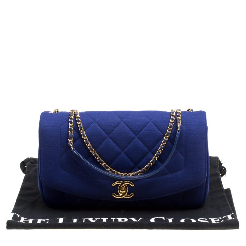 Chanel Blue Quilted Jersey Diana Flap Bag 7
