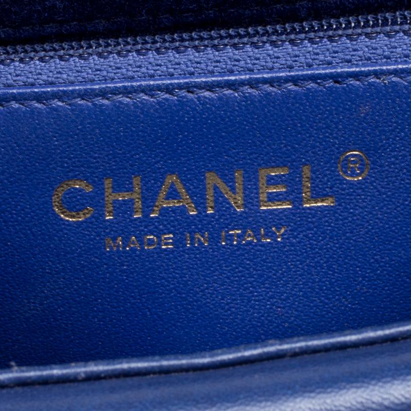 Chanel Blue Quilted Jersey Diana Flap Bag 4