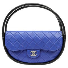 Chanel Blue Quilted Lambskin “Hula Hoop” Bag with Silver Hardware
