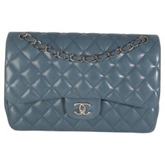 Chanel Blue Quilted Lambskin Jumbo Double Flap Bag