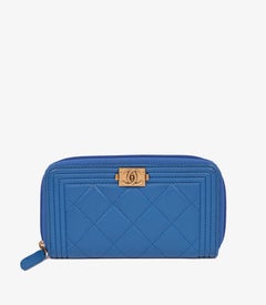 Chanel Blue Quilted Lambskin Le Boy Wallet