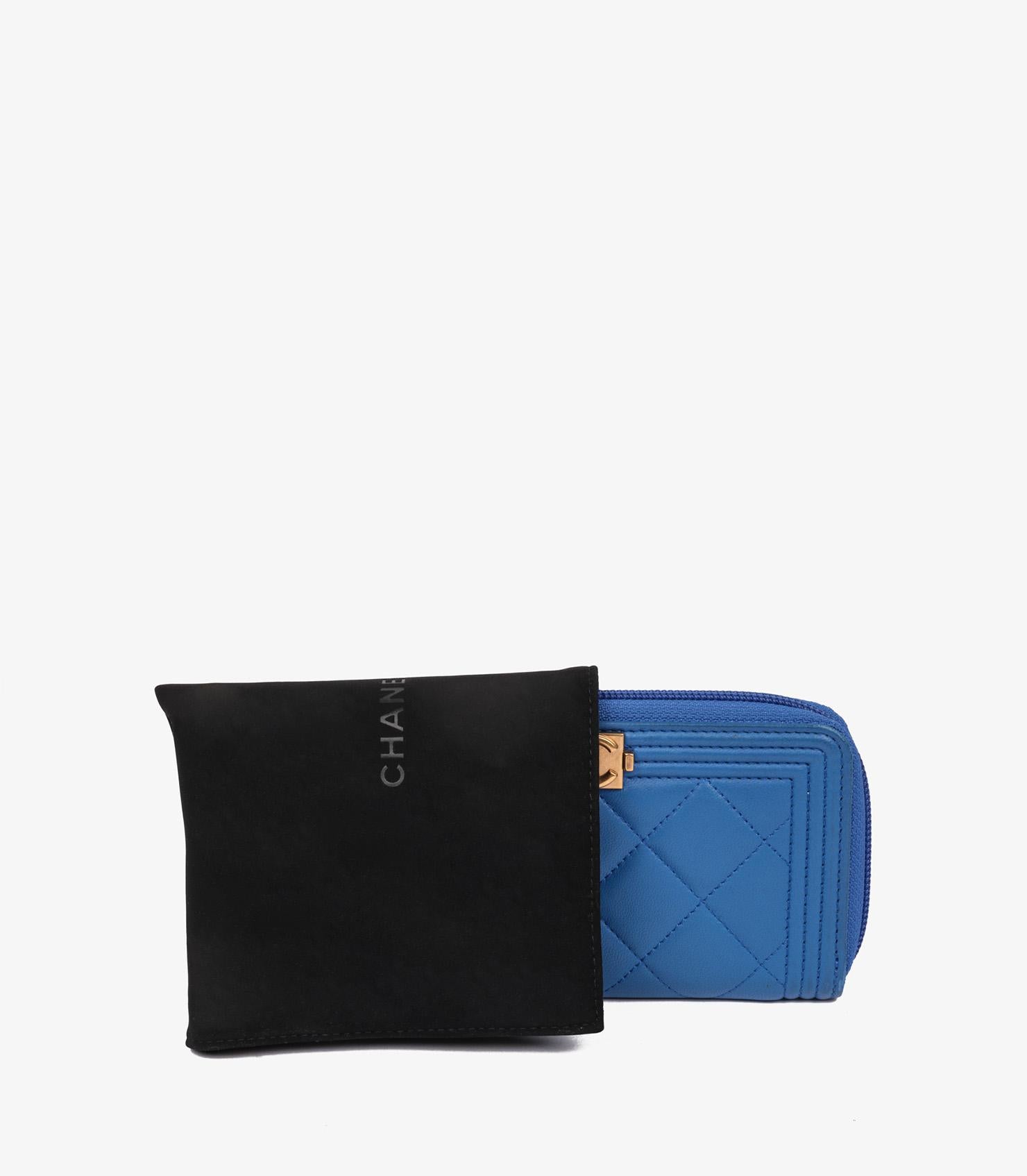 Chanel Blue Quilted Lambskin Le Boy Wallet 4