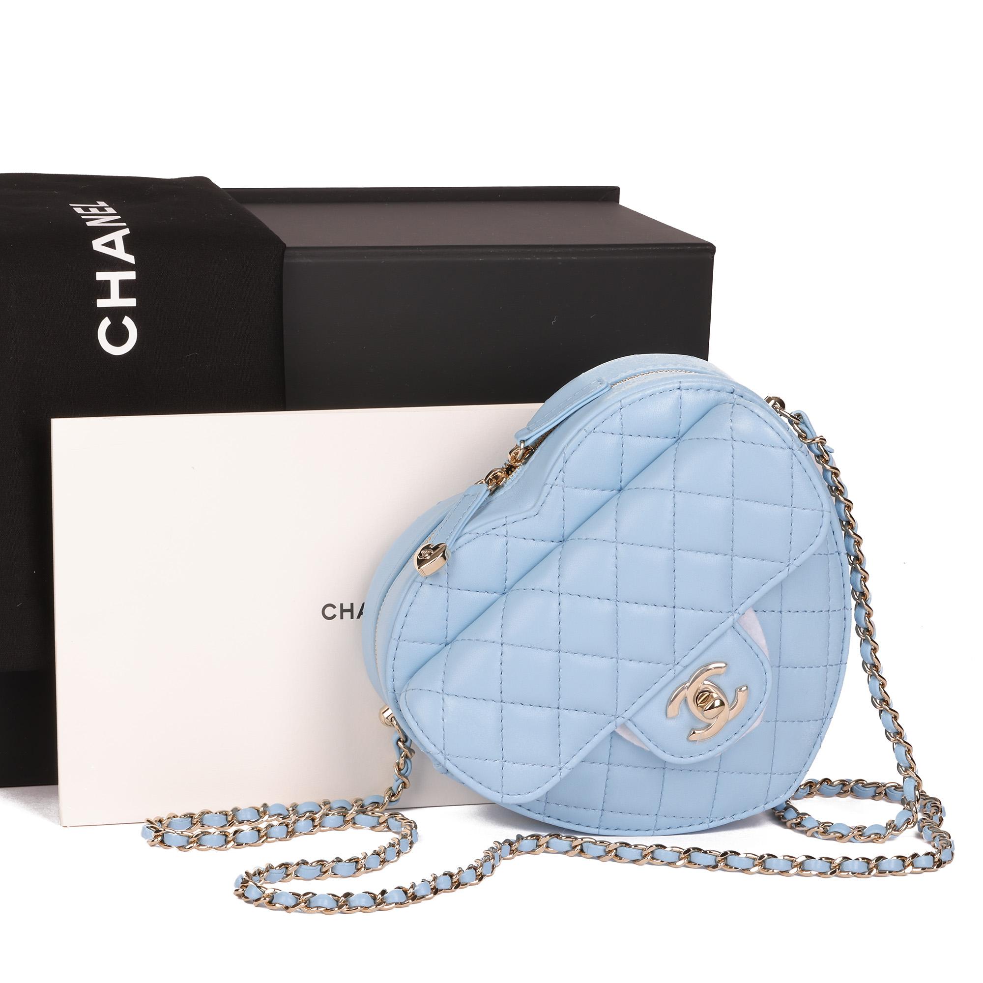 CHANEL Blue Quilted Lambskin Leather Heart Bag  5