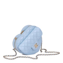 CHANEL Blue Quilted Lambskin Leather Heart Bag