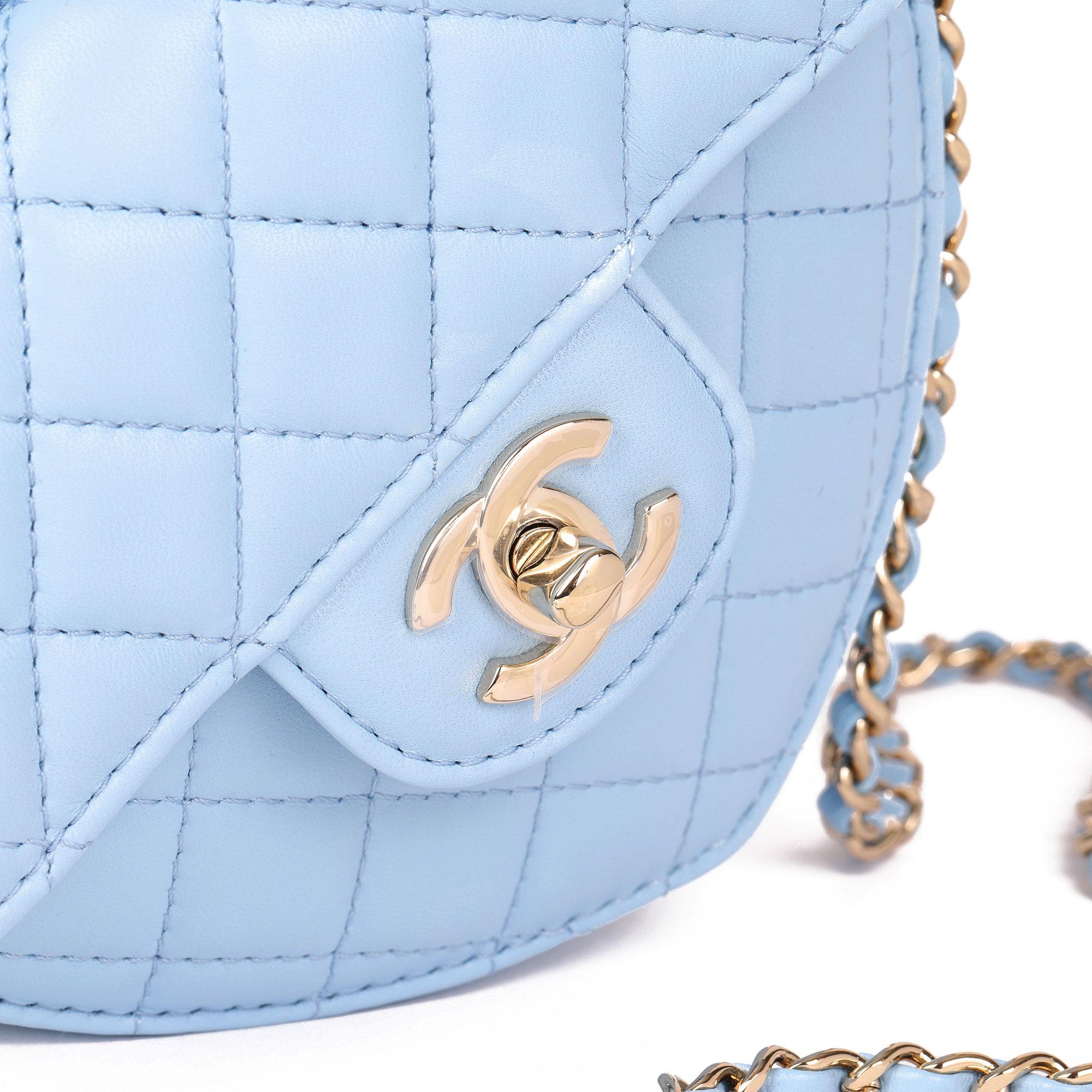 CHANEL Blue Quilted Lambskin Leather Heart Bag  1