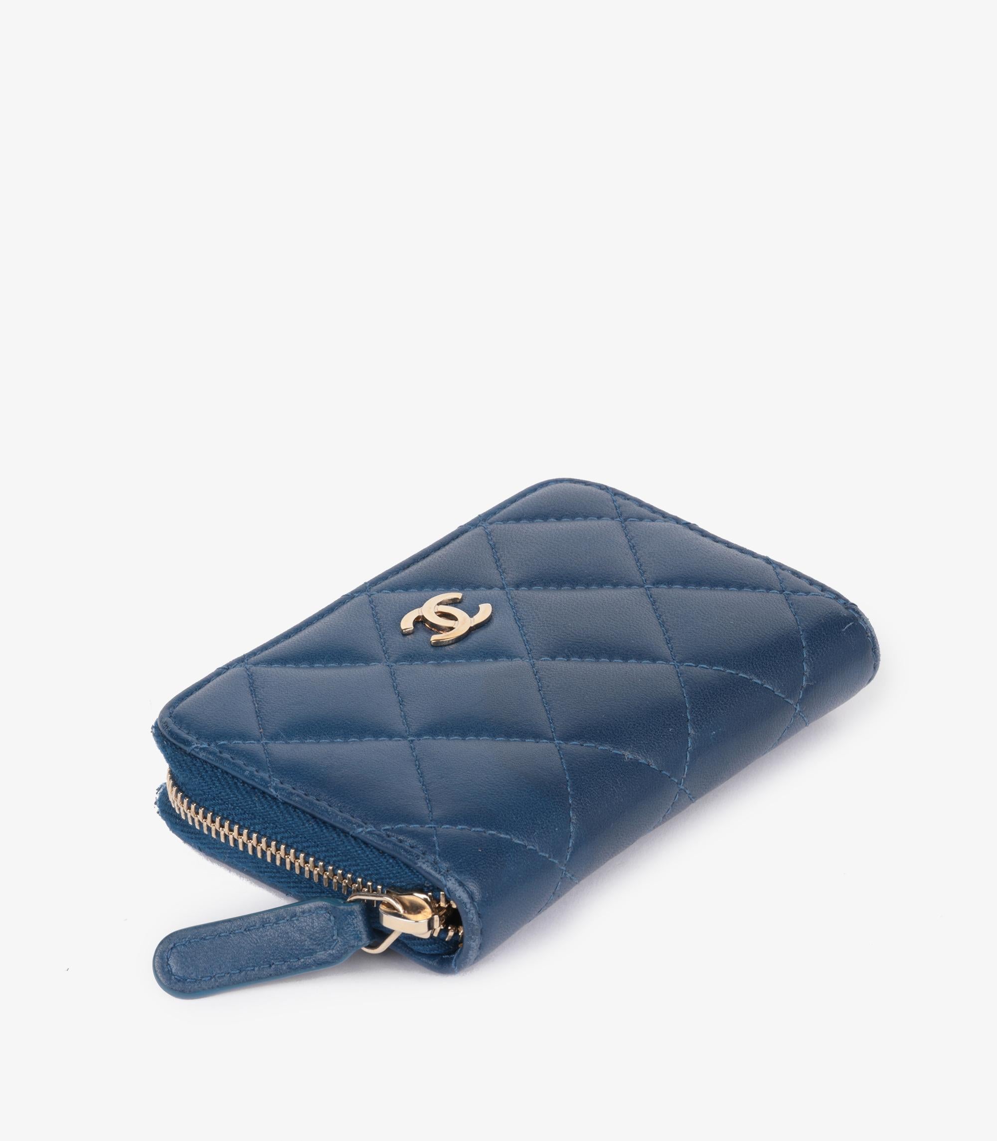 Chanel Blue Quilted Lambskin Leather Zip Around Cardholder

Brand- Chanel
Model- Quilted Lambskin Zip Around Cardholder
Product Type- Cardholder
Serial Number- 25******
Age- Circa 2018
Accompanied By- Chanel Box, Dust Bag, Authenticity Card
Colour-