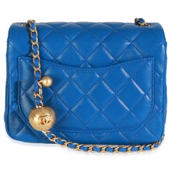 Chanel Blue Quilted Lambskin Mini Pearl Crush Flap Bag