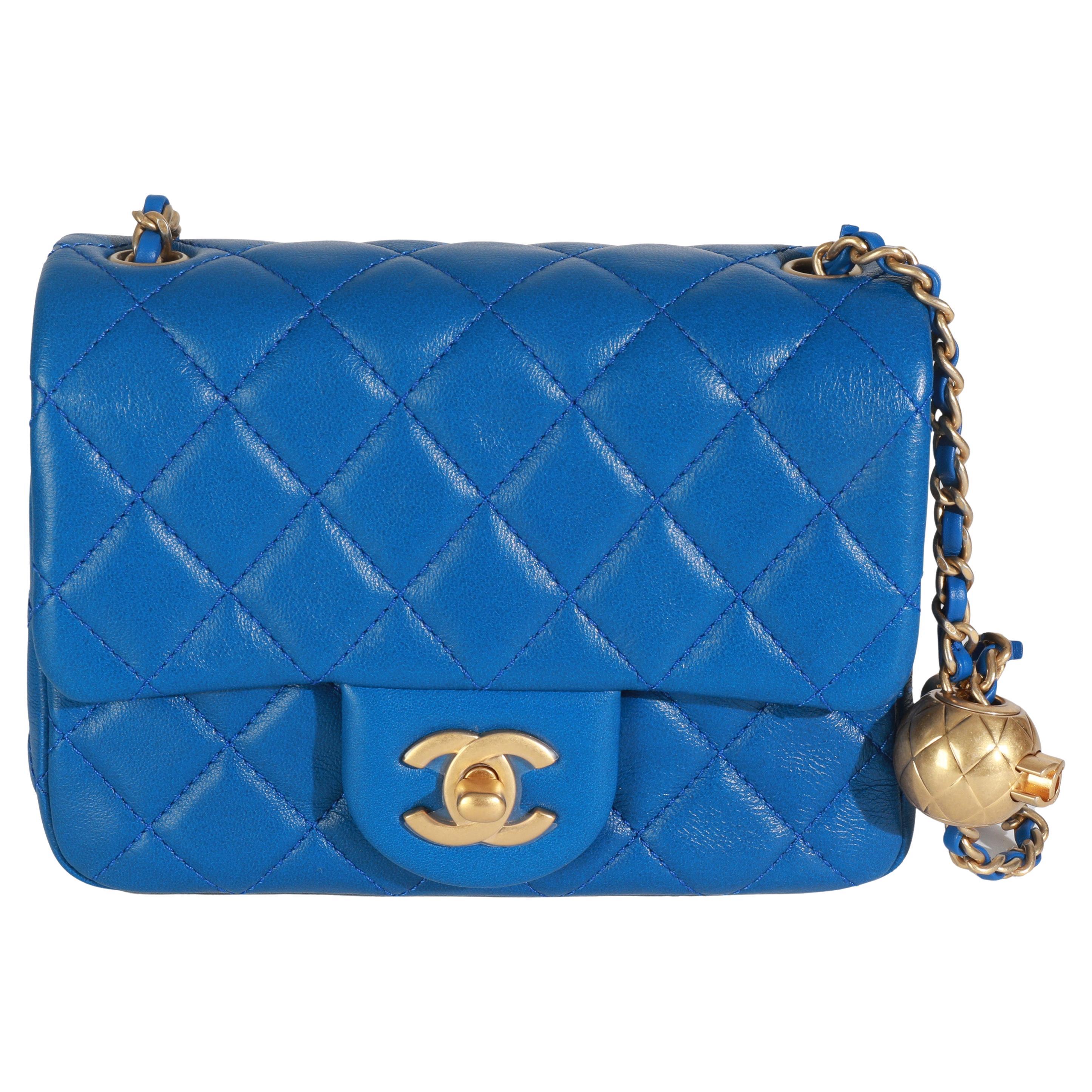 Chanel Blue Quilted Lambskin Mini Pearl Crush Flap Bag