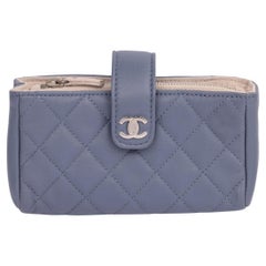 Chanel Blue Quilted Lambskin Mini Pouch