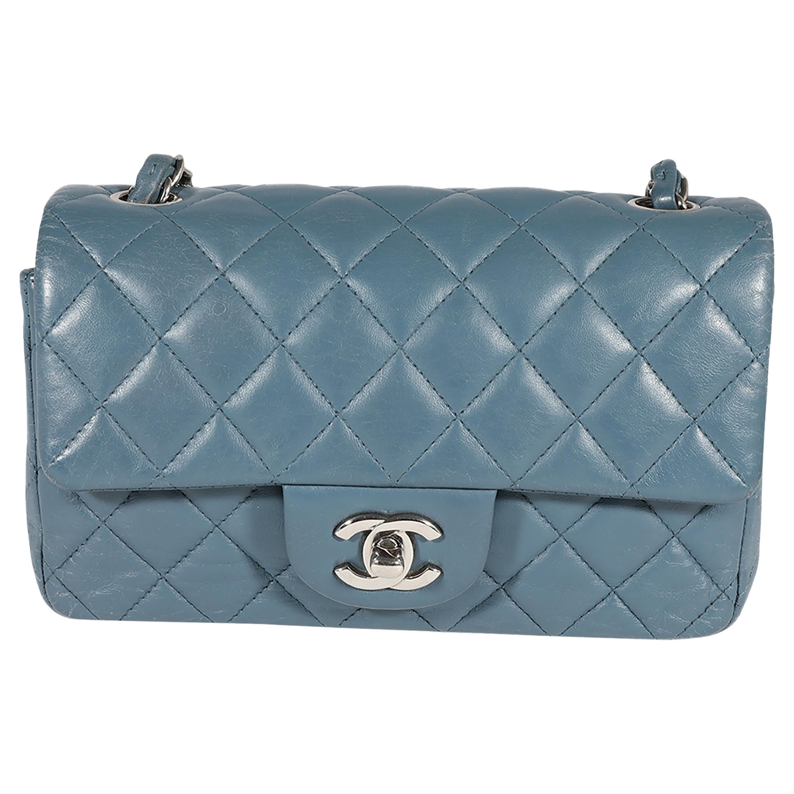 Chanel Blue Quilted Lambskin Mini Rectangular Classic Flap Bag