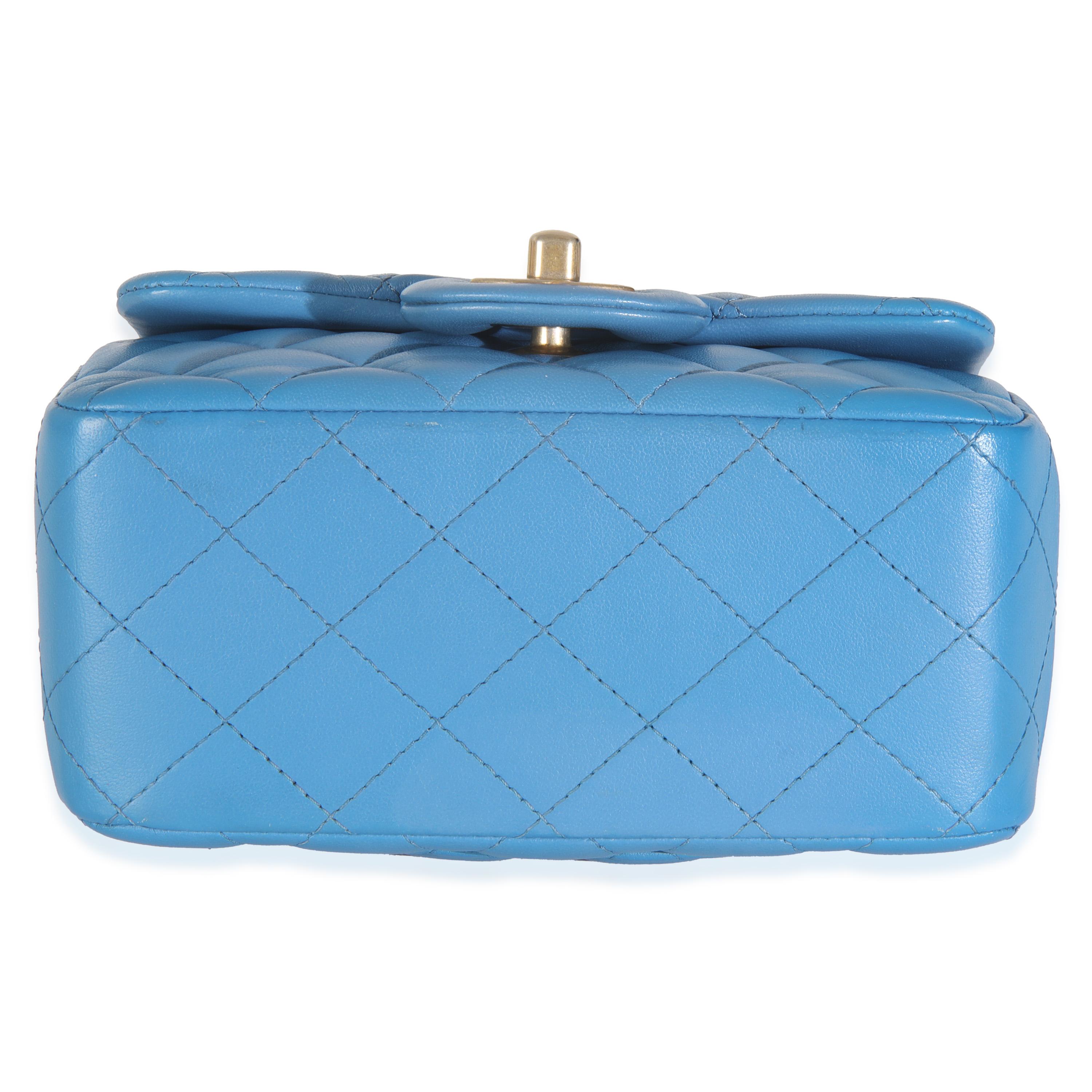 Chanel Blue Quilted Lambskin Mini Square Flap Bag For Sale 2