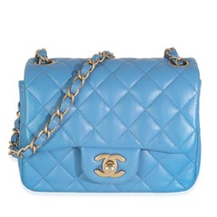 Chanel Blue Quilted Lambskin Mini Square Flap Bag