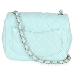 Chanel Blue Quilted Lambskin Mini Square Single Flap Bag