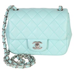 Chanel Blue Quilted Lambskin Mini Square Single Flap Bag