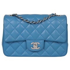 Chanel Blue Quilted Lambskin Rectangular Mini Flap Bag
