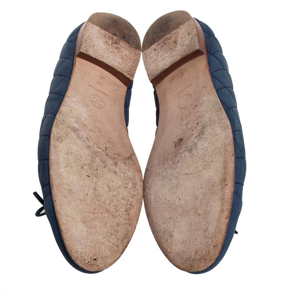 Women's Chanel Blue Quilted Leather Ballet Flats Size 39