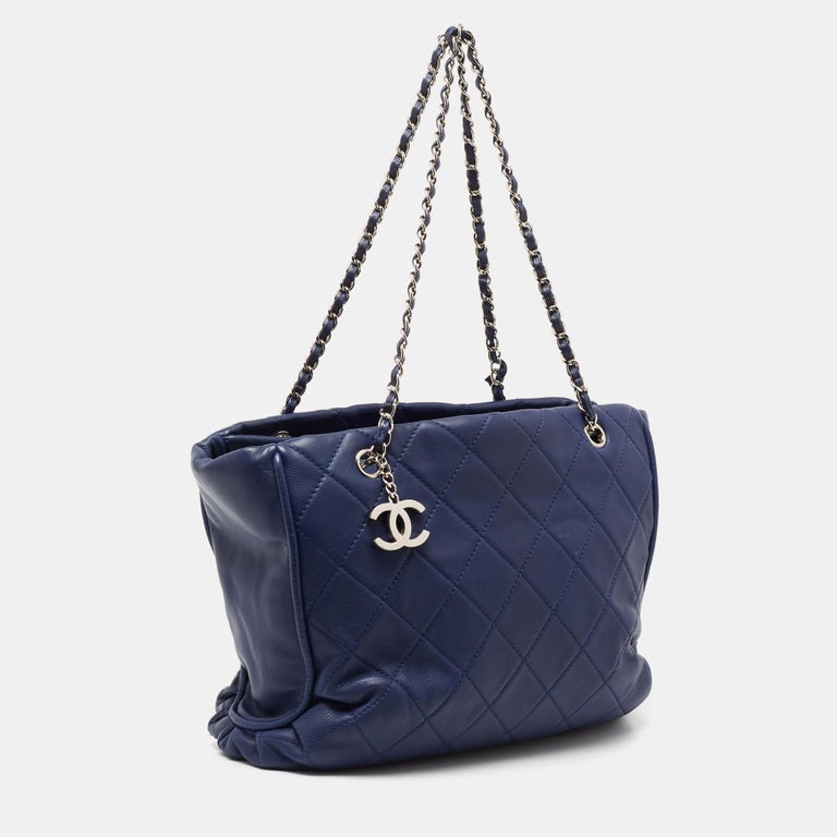 Chanel Blue Quilted Leather CC Chain Tote at 1stDibs
