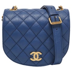 Chanel Blue Quilted Leather CC Crossbody Bag