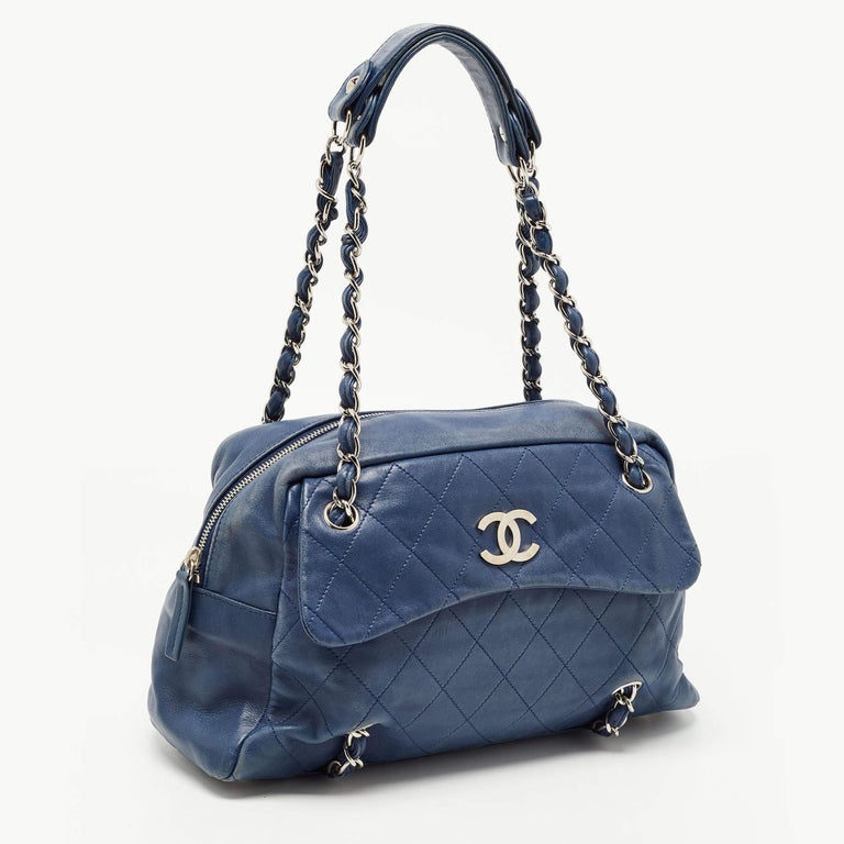 Chanel Blue Quilted Leather CC Front Pocket Bag at 1stDibs