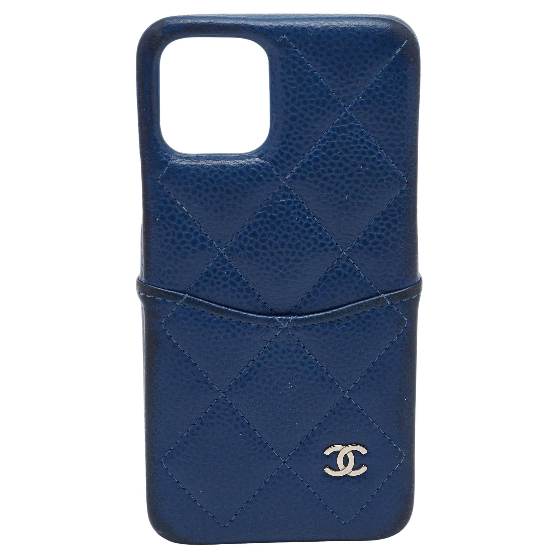 Chanel Blue Quilted Leather CC iphone 11 Pro Cover
