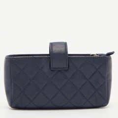 Chanel Blue Quilted Leather CC Phone Pouch