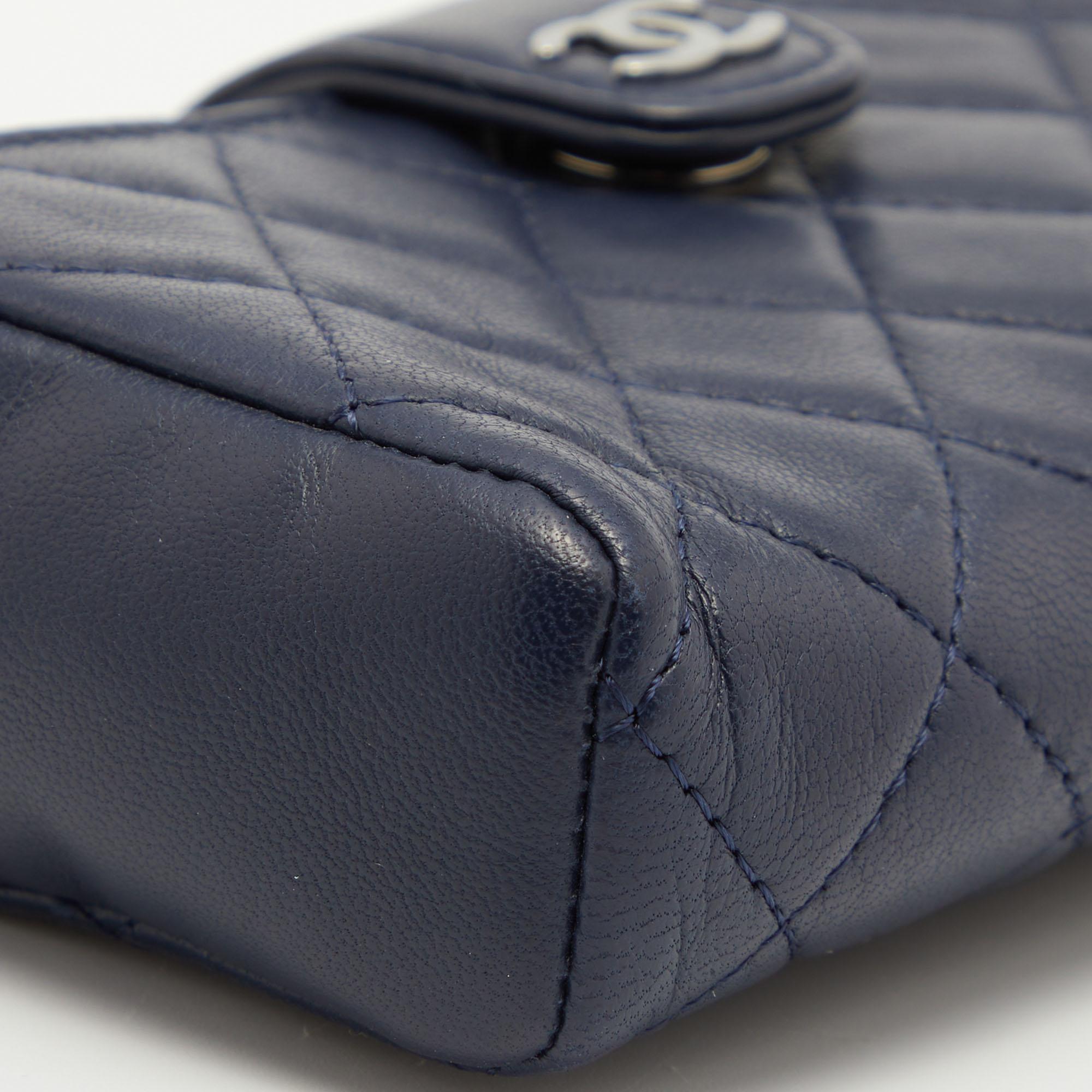 Chanel Blue Quilted Leather CC Phone Pouch 3