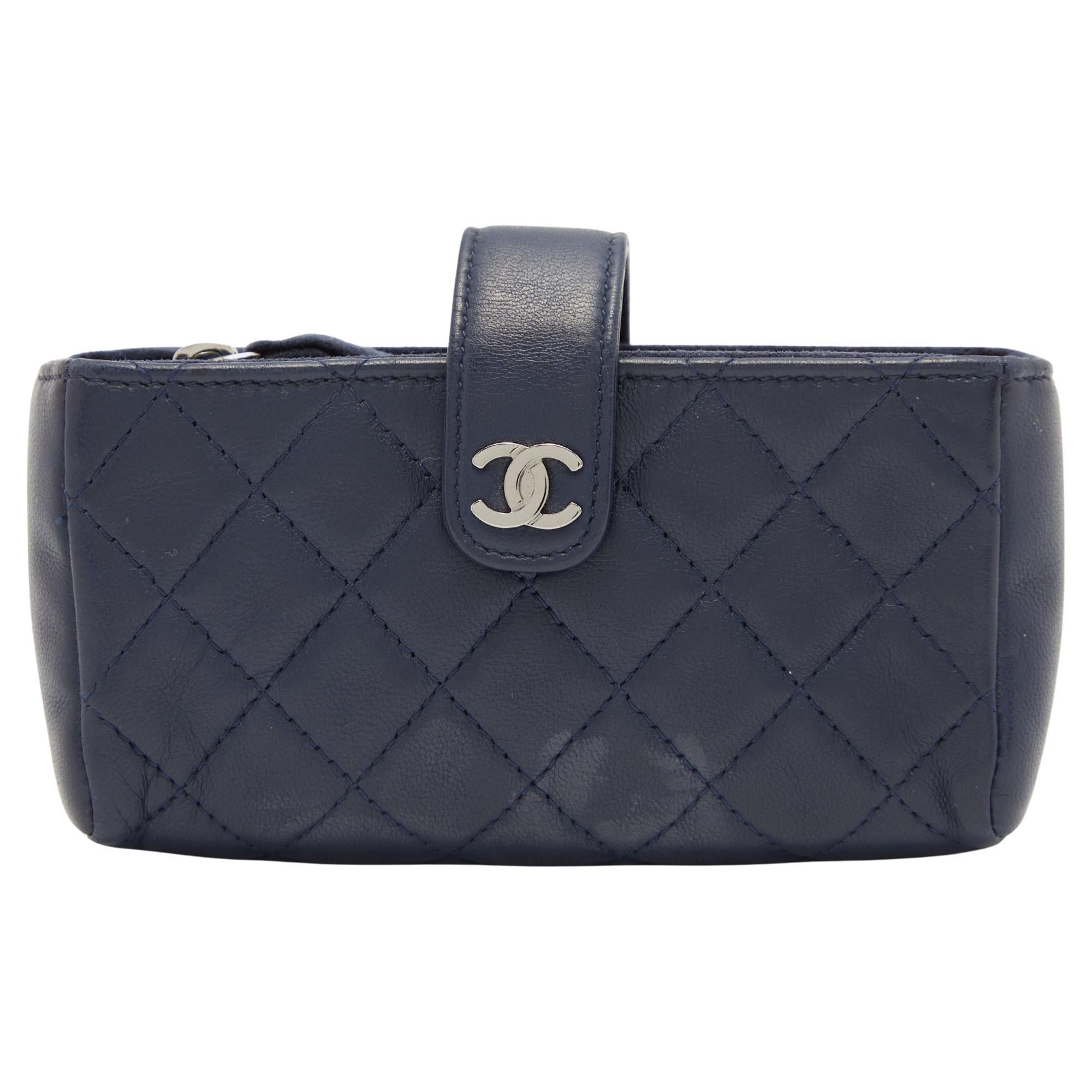 Chanel Blue Quilted Leather CC Phone Pouch