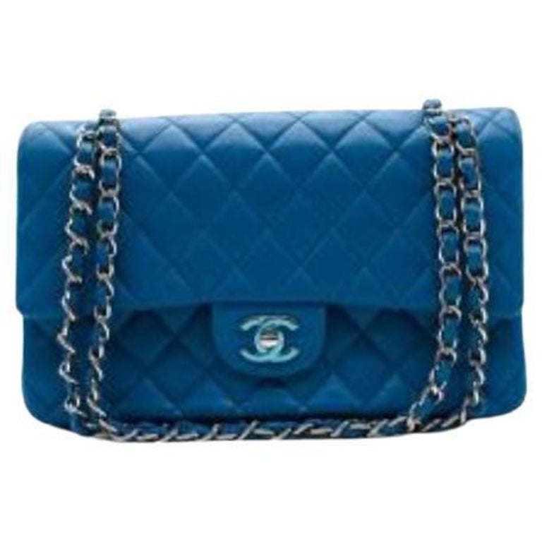 Chanel Blue Quilted Leather Classic Double Flap For Sale at 1stDibs