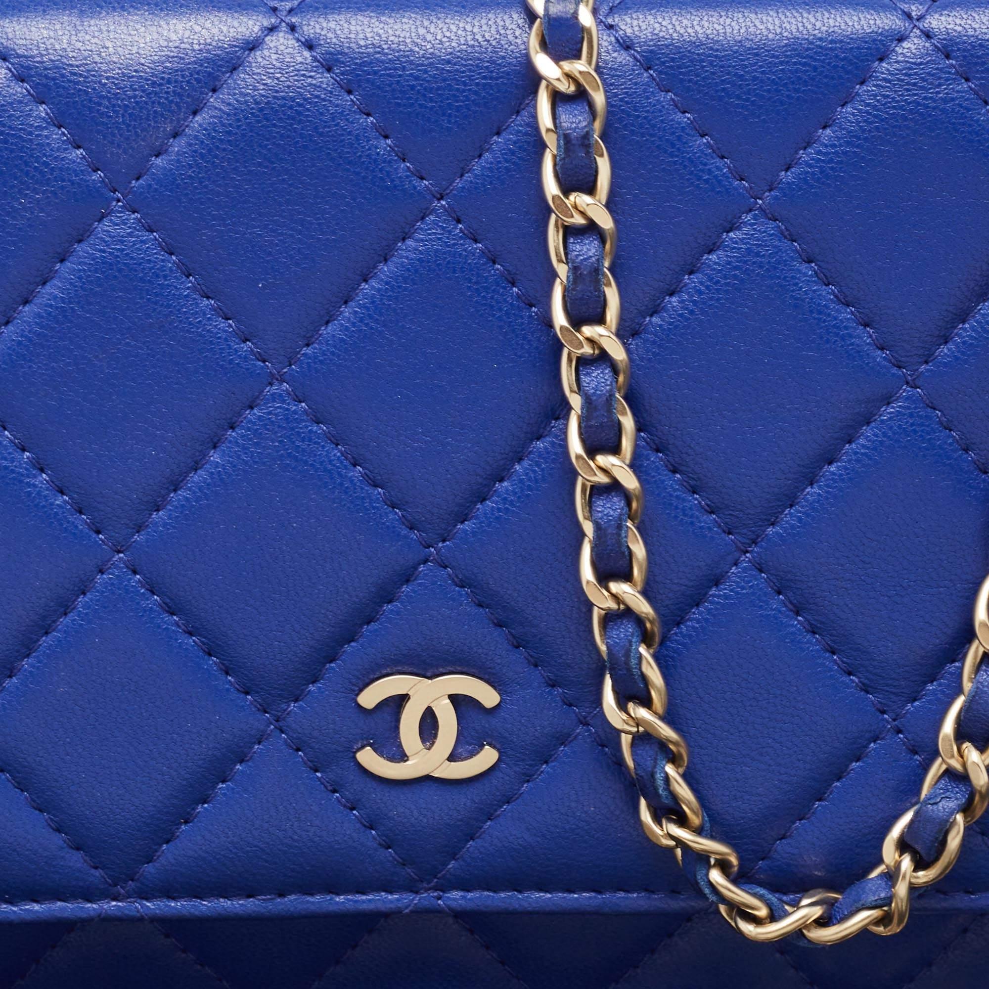 Chanel Blue Quilted Leather Classic WOC Bag 4