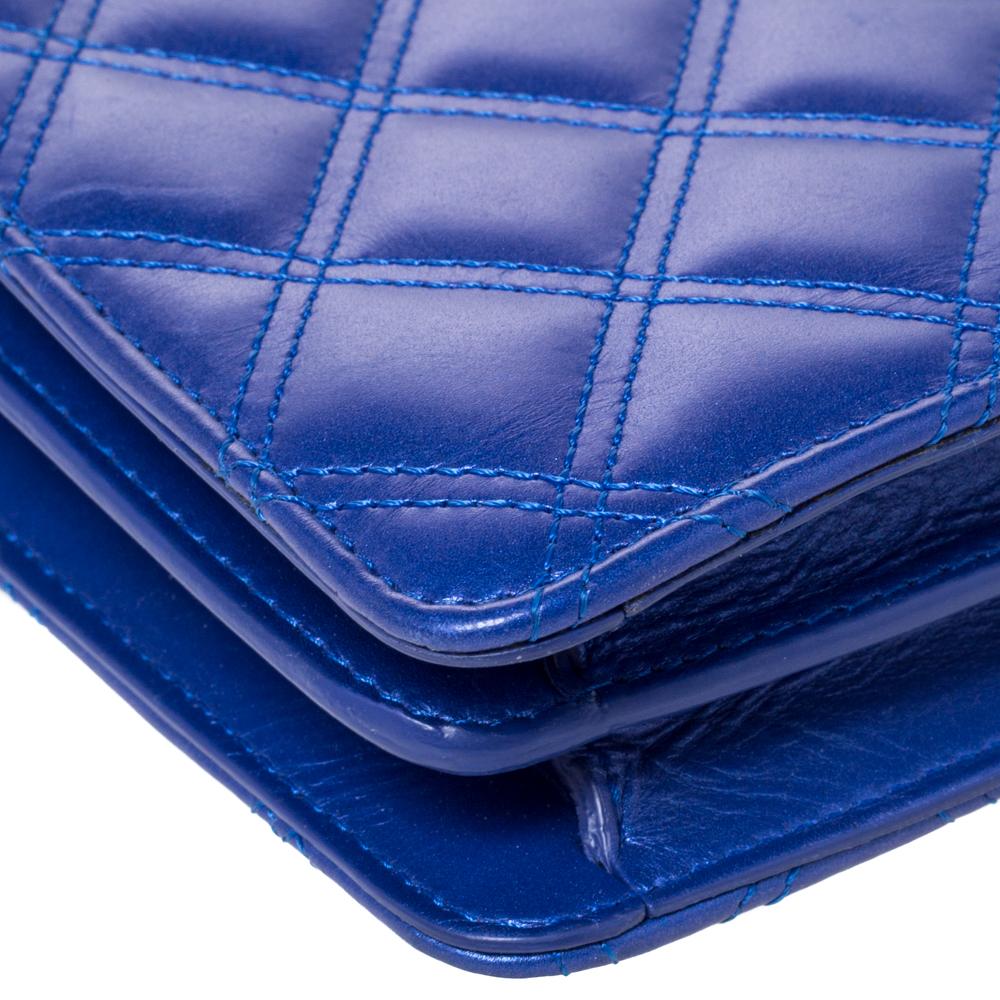 Women's Chanel Blue Quilted Leather Crossbody Phone Holder