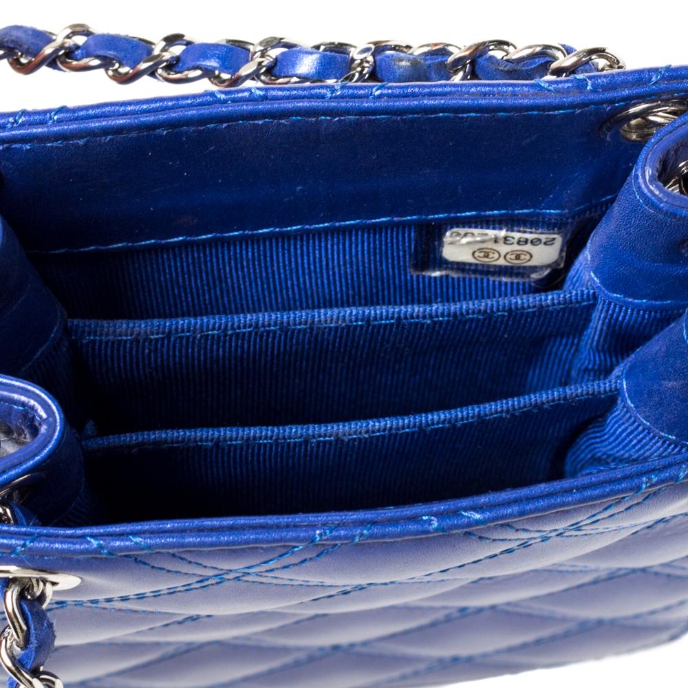 Chanel Blue Quilted Leather Crossbody Phone Holder 1