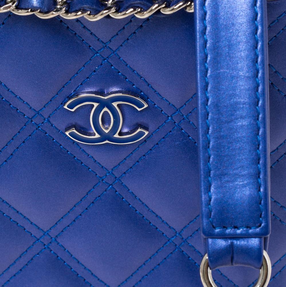 Chanel Blue Quilted Leather Crossbody Phone Holder 2