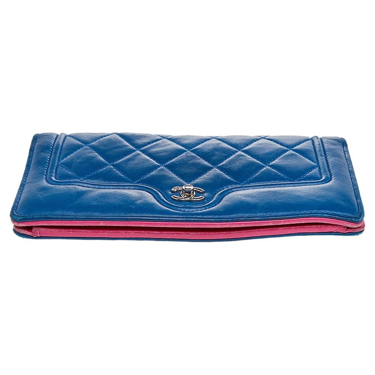 Chanel Blue Quilted Leather Futuristic Long Wallet at 1stDibs