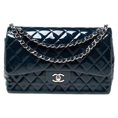 Chanel Blue Quilted Leather Jumbo Classic Double Flap Bag