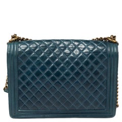 Chanel Blue Quilted Leather Large Boy Flap Bag
