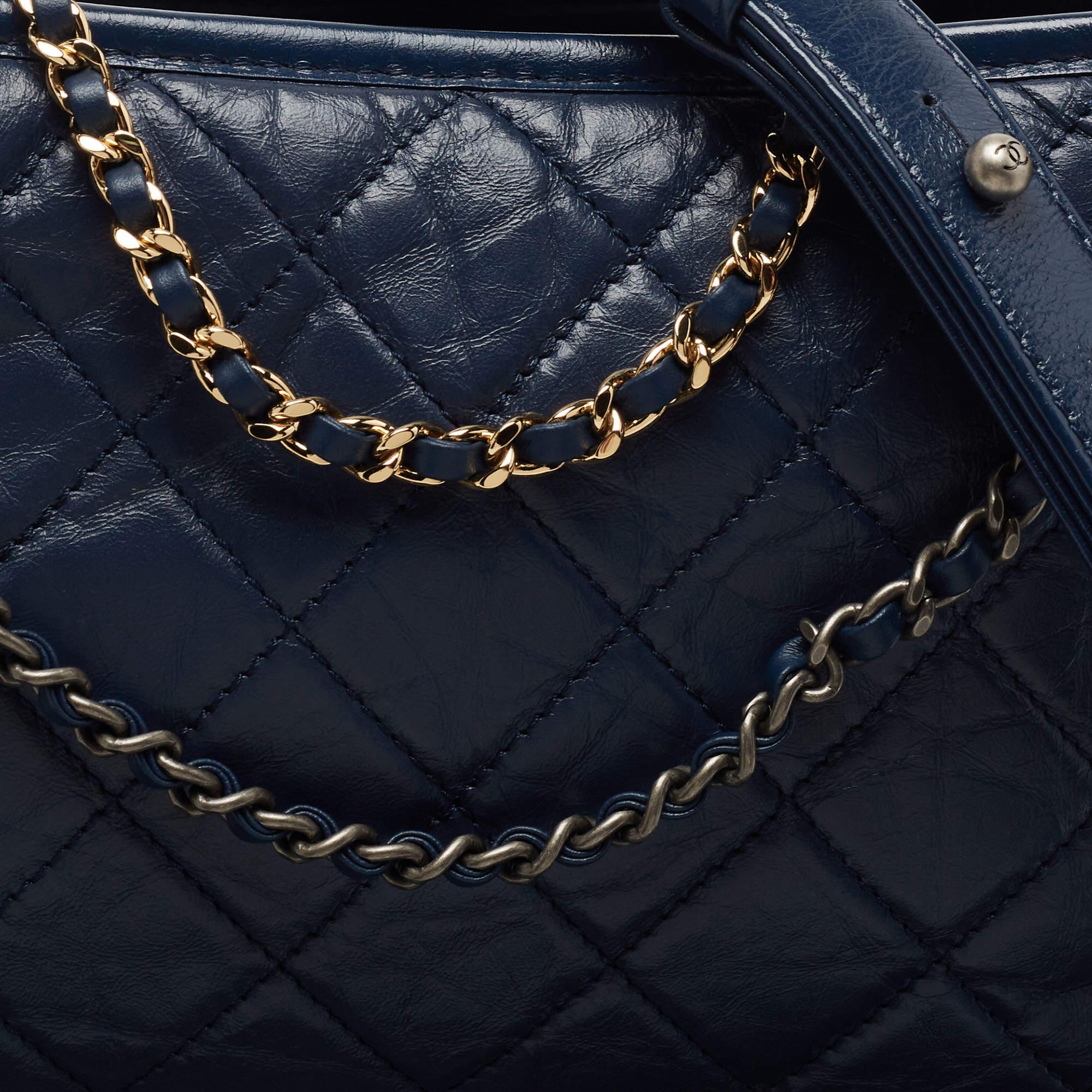 Chanel Blue Quilted Leather Large Gabrielle Hobo 8