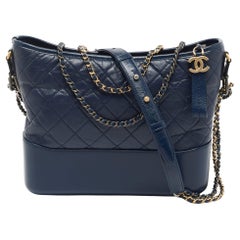 Chanel Blue Quilted Leather Large Gabrielle Hobo