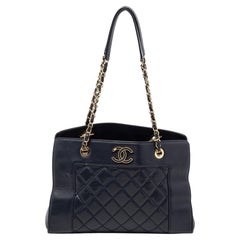 Chanel Blue Quilted Leather Large Shopper Tote