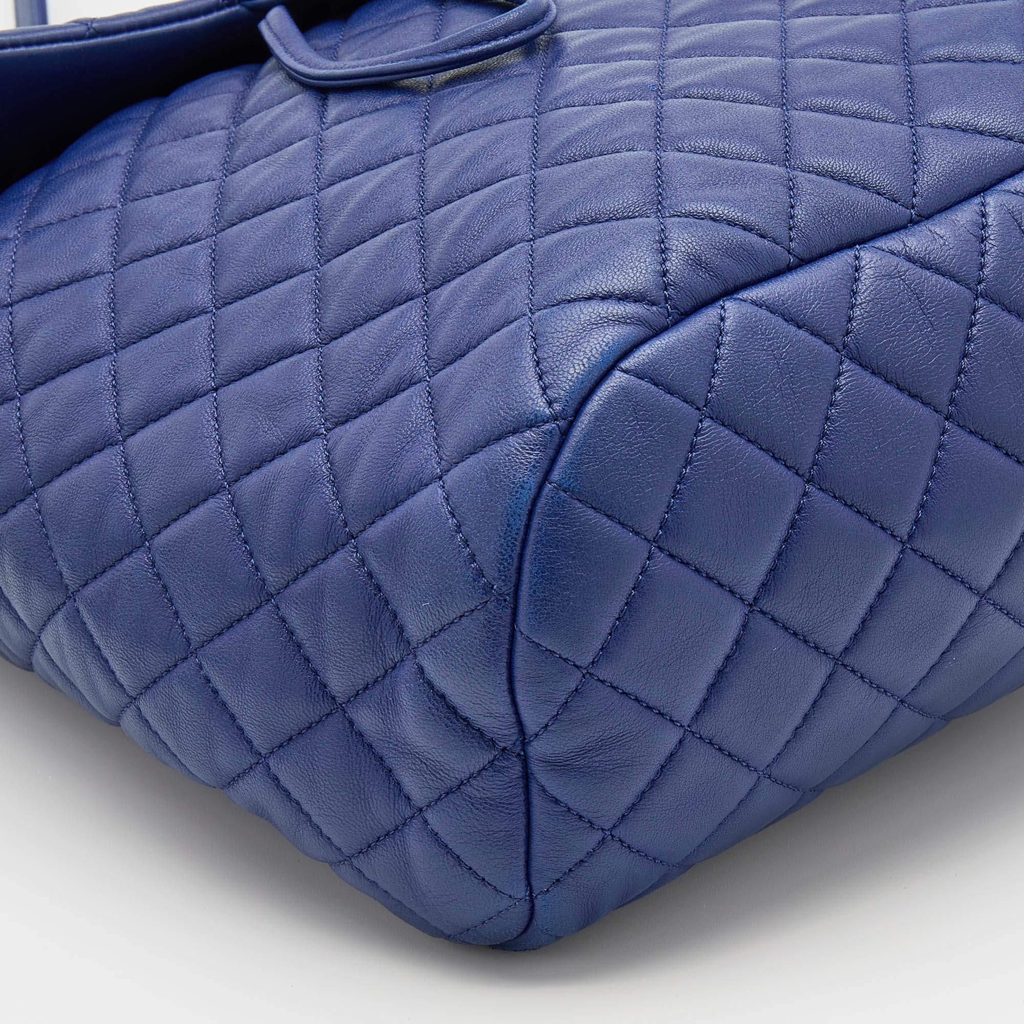 Chanel Blue Quilted Leather Large Urban Spirit Backpack In Good Condition In Dubai, Al Qouz 2